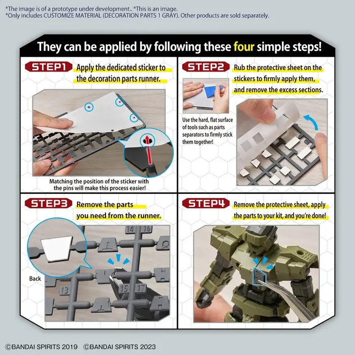 Bandai Gundam 30MM Customize Material Decoration Parts 1 Gray Model Kit