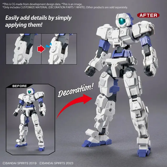 Bandai Gundam 30MM Customize Material Decoration Parts 1 White Model Kit