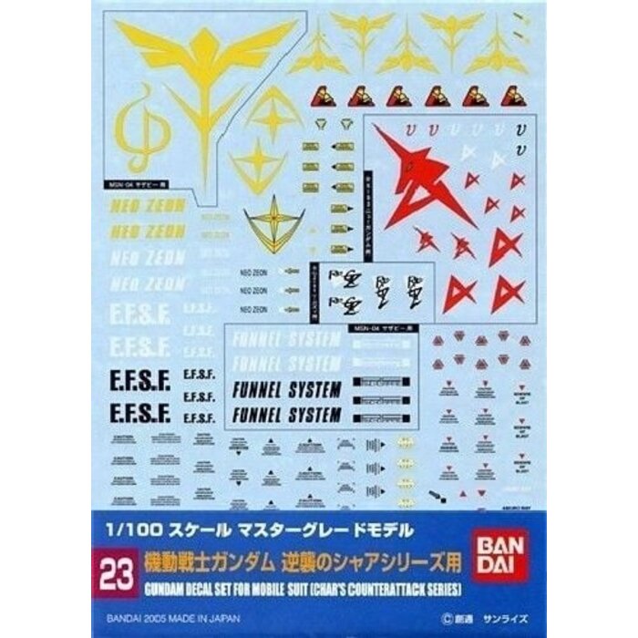 Bandai Gundam Decal 023 MG 1/100 Multiuse Char's Counter Attack