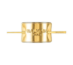 Balmain Leather Signature Hair Barrette Gold Balmain Leather Signature Hair Barrette Gold