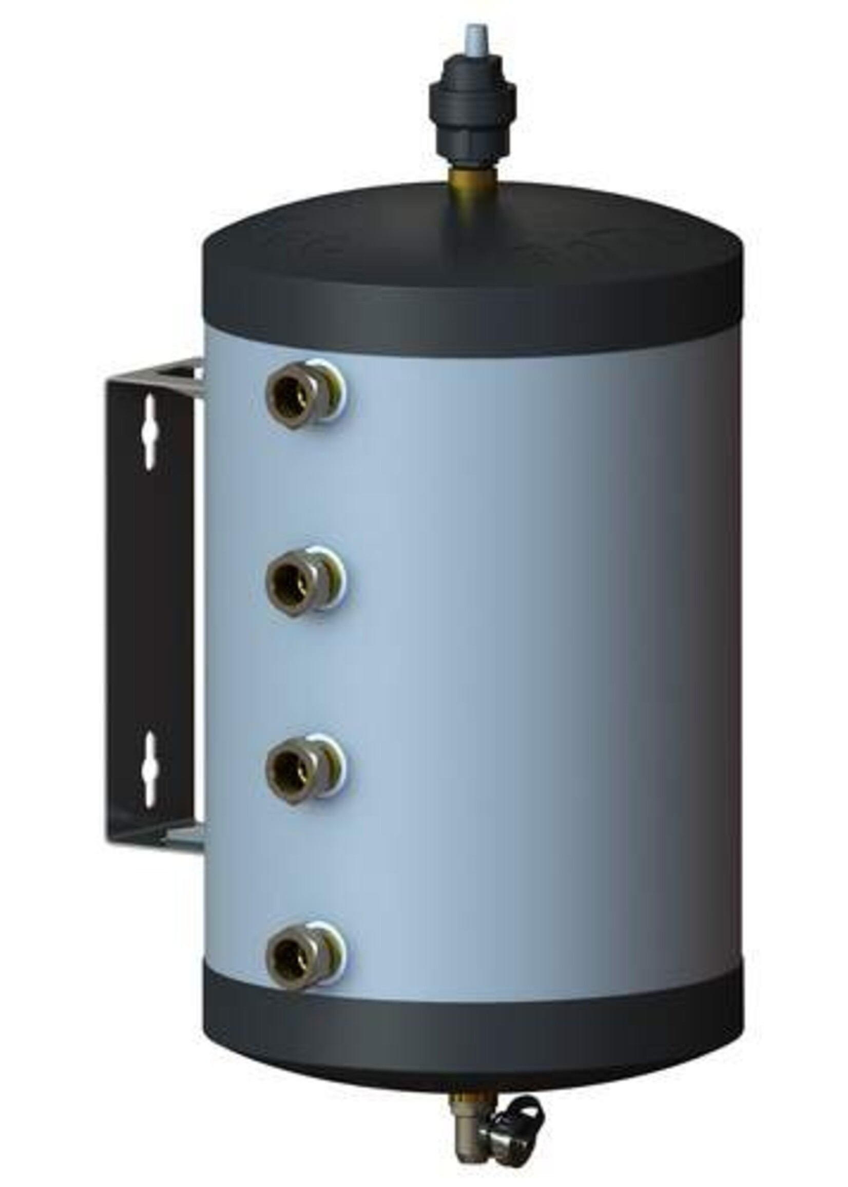 Pentec Pentec Hybride Verteiler Edelstahl 25-22, isolierter Edelstahl-Pufferspeicher mit offenem Verteiler, 25 Liter, 8x 22mm, bis 5 kW, inkl. Ablasshahn, Schwimmerentlüfter und Wandhalterung