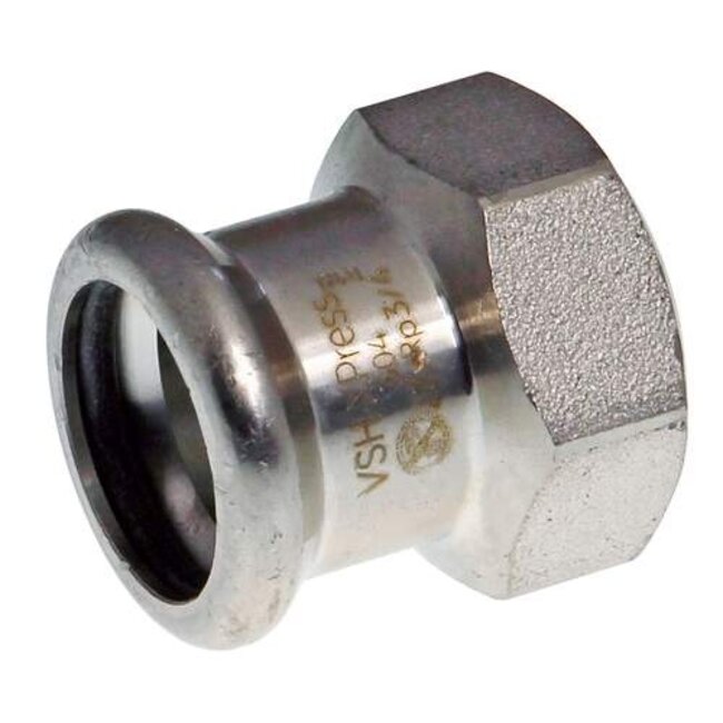 VSH VSH XPress RVS 304 overgangskoppeling 22 mm x 3/4, pers-binnendraad, R2402