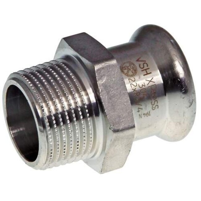 VSH VSH XPress RVS 304 overgangskoppeling 42 mm x 1.1/2", pers-buitendraad, R2405