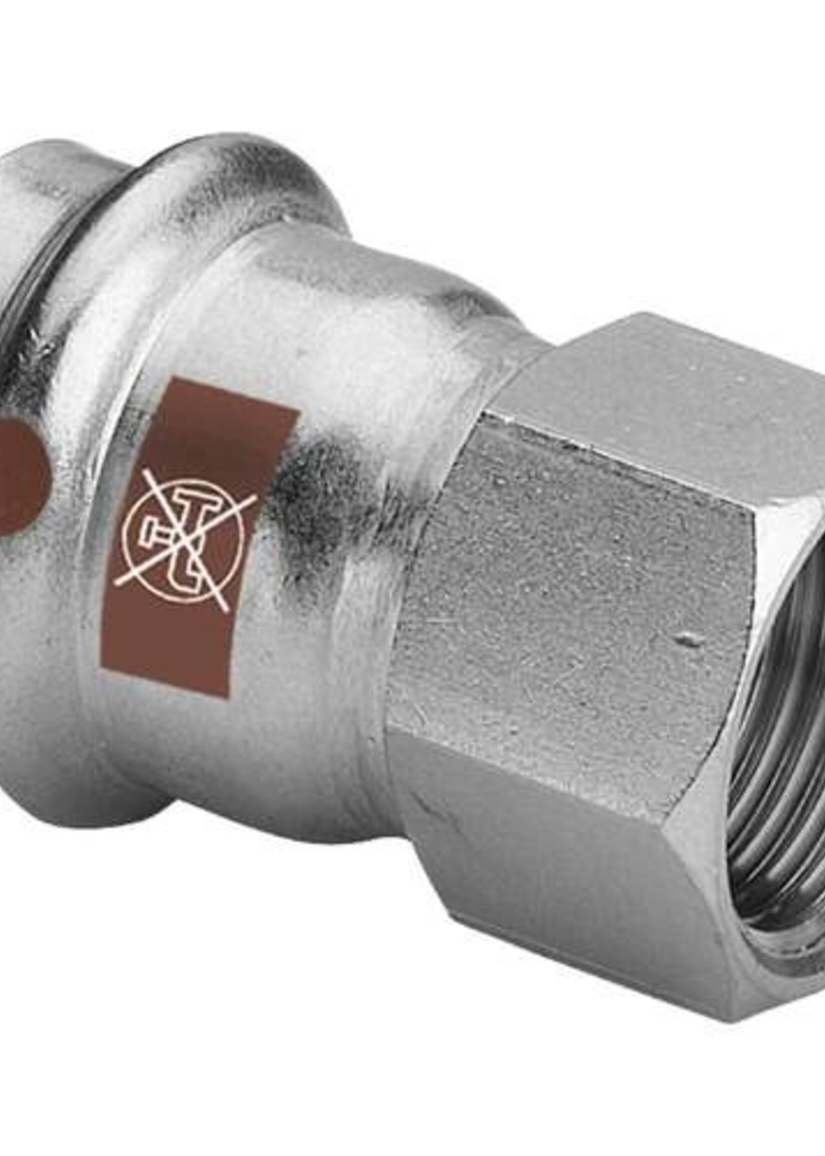 Viega Viega Temponox transition coupling, 15 mm x 1/2", press x female thread, stainless steel (bare), with sc contour