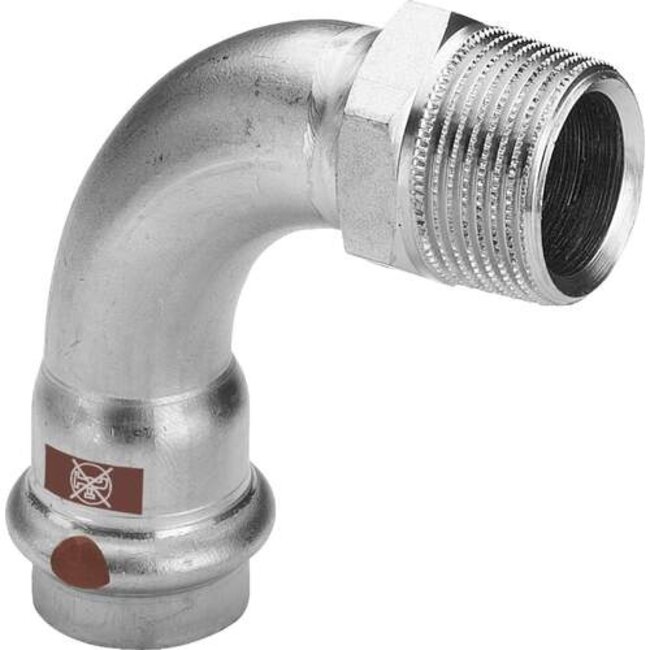 Viega Viega Temponox bocht, 90°, 22 mm x 3/4", pers x buitendraad, rvs (blank), met sc-contur