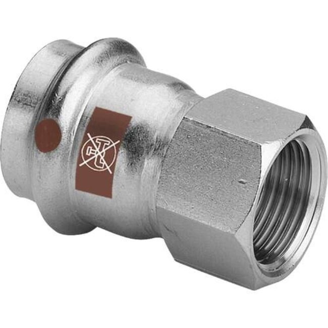 Viega Viega Temponox overgangskoppeling, 22 mm x 3/4", pers x binnendraad, rvs (blank), met sc-contur