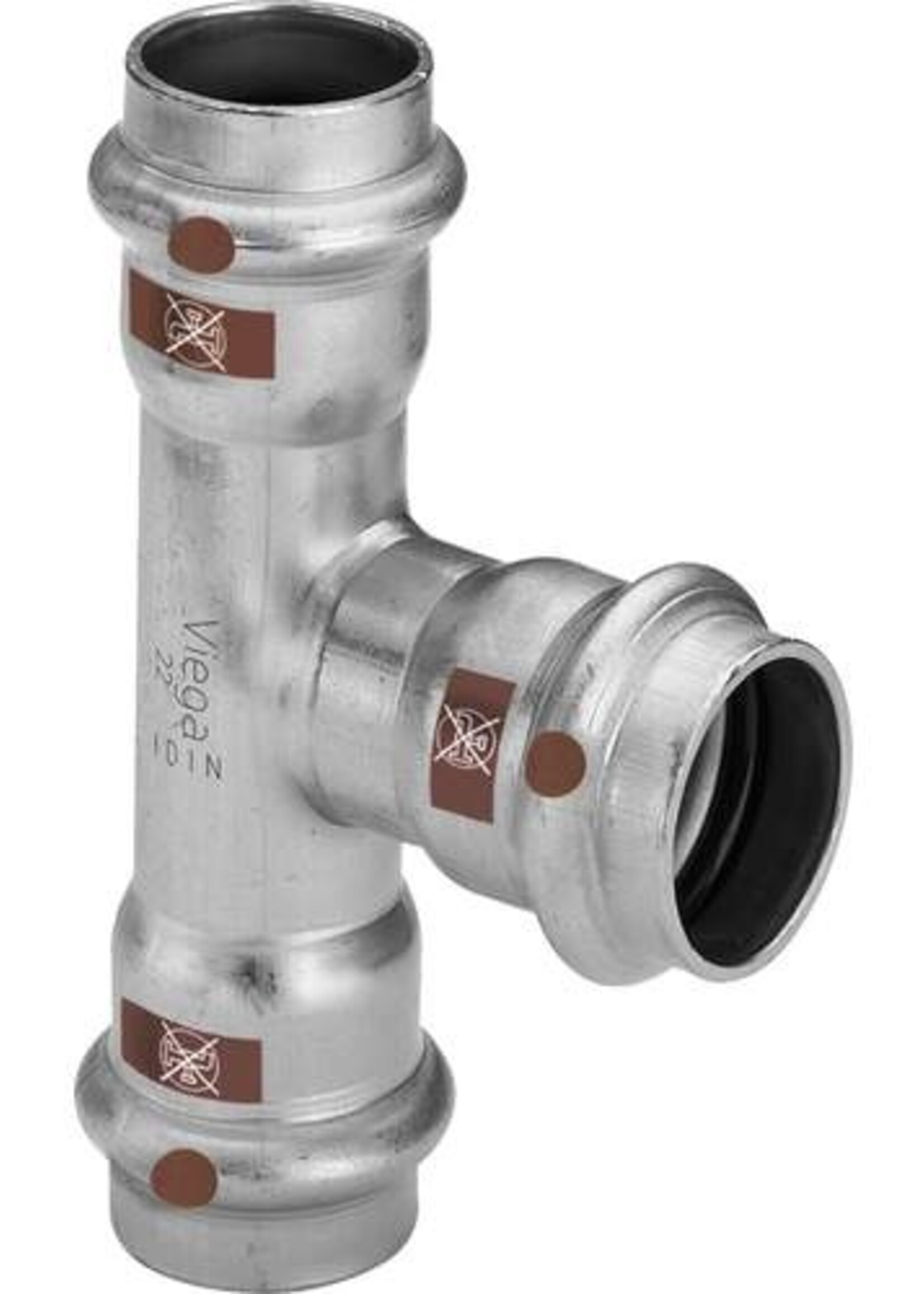 Viega Viega Temponox t-stuk, 15 x 15 x 15 mm, 3x pers, rvs (blank), met sc-contur