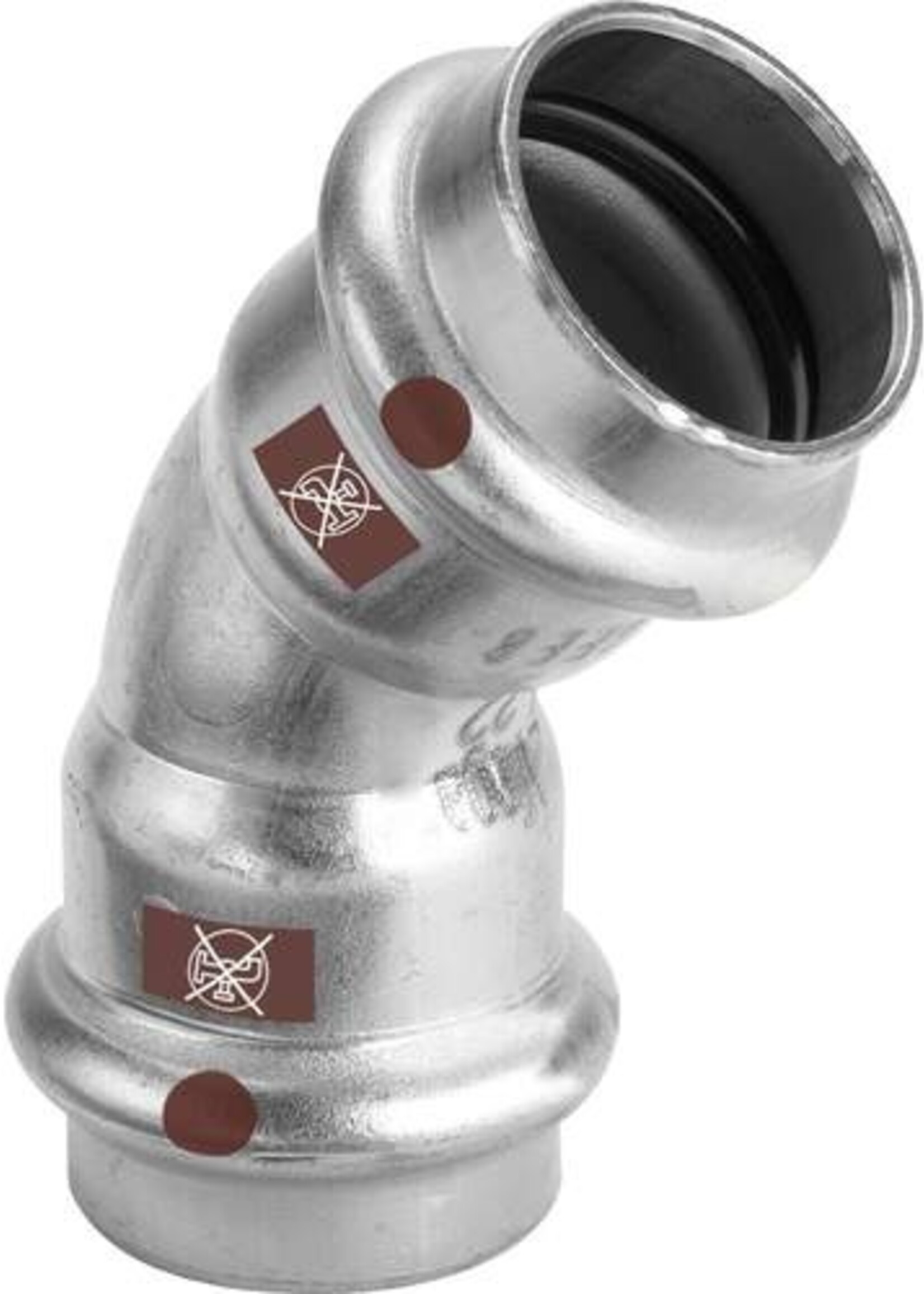 Viega Viega Temponox Bogen, 45°, 42 mm, 2x Presse, Edelstahl (blank), mit SC-Kontur