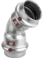 Viega Viega Temponox bend, 45°, 22 mm, 2x press, stainless steel (bare), with sc contour