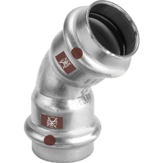 Viega Viega Temponox bocht, 45°, 22 mm, 2x pers, rvs (blank), met sc-contur