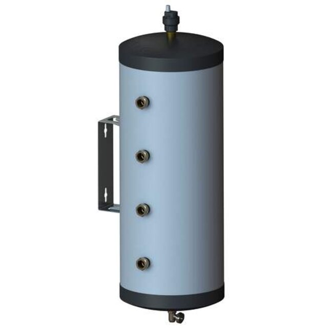 Pentec Pentec Hybride Verdeler RVS 40-22, geisoleerd RVS Buffervat met open verdeler, 40 liter, 8x 22mm, tot 9 kW, incl. aftap, vlotterontluchter en wandsteun