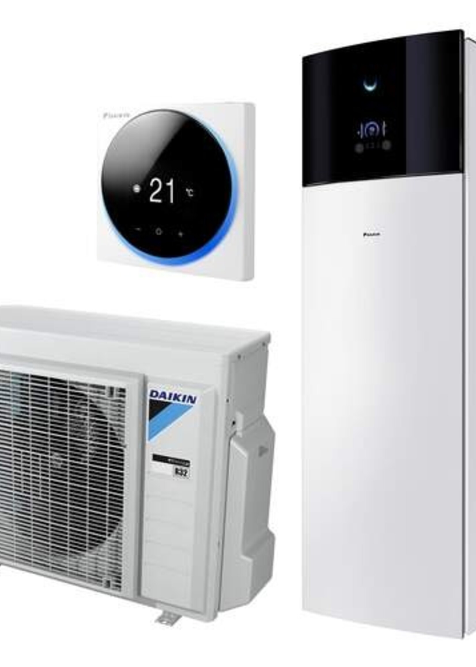 DAIKIN Daikin Altherma 3 R F Luft/Wasser-Wärmepumpenset 8 kW + BUH 2 kW mit Warmwasserspeicher 180 Liter Heizen/Kühlen mit Madoka-Thermostat