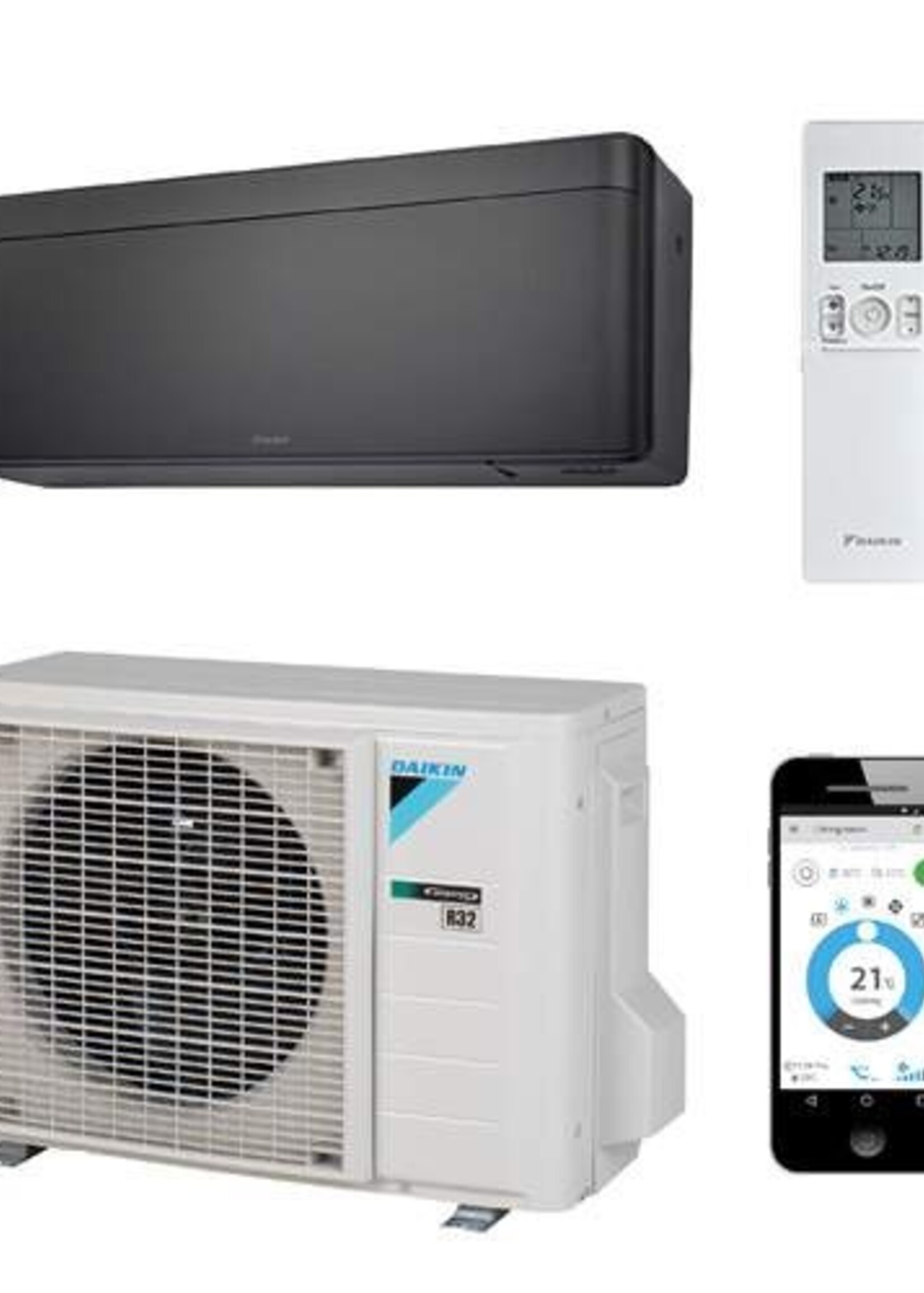 DAIKIN Daikin Stylish binnen + buitenunit 2,5 kW zwart R32 (inclusief IR afstandsbediening en Wifi)