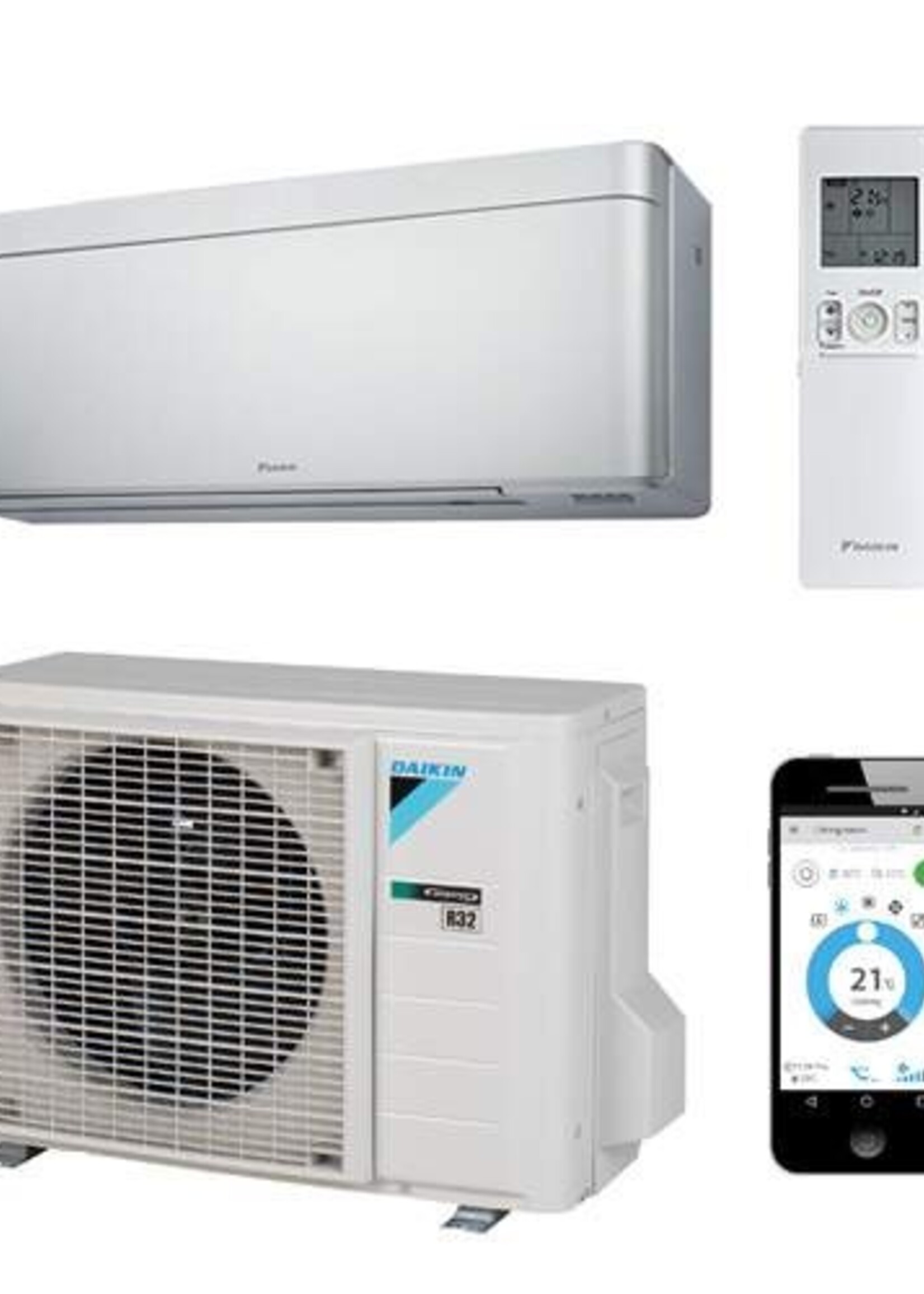 DAIKIN Daikin Stylish binnen + buitenunit 2,5 kW zilver R32 (inclusief IR afstandsbediening en Wifi)
