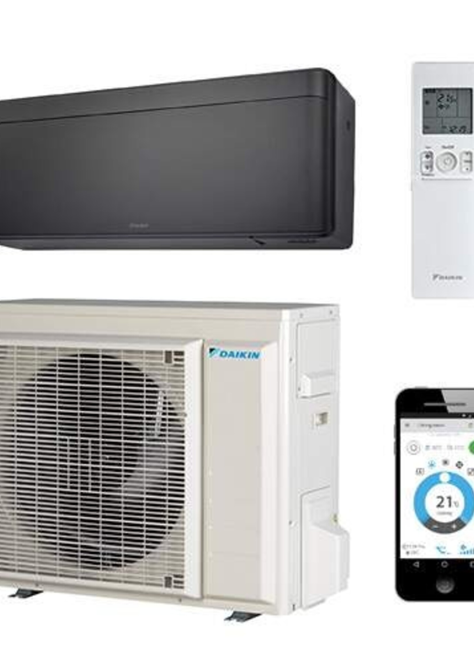 DAIKIN Daikin Stylish binnen + buitenunit 4,2 kW zwart R32 (inclusief IR afstandsbediening en Wifi)