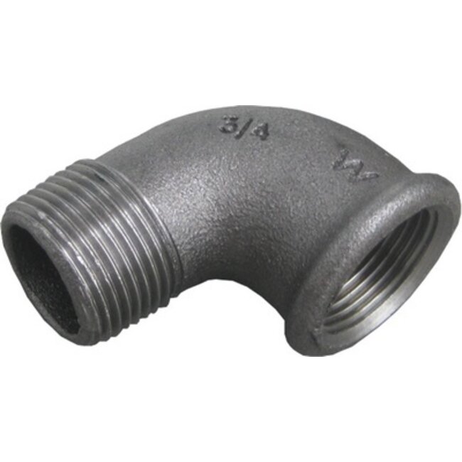 ZWARTE FITTING KNIE 90° NR 92 1" x 3/4"MF