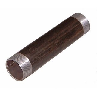 ZWARTE BUISNIPPEL   4/4" X 100 MM LANG