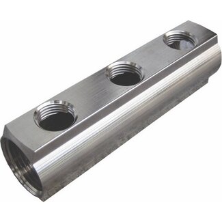 VERDELER MESSING VERNIKKELD 4/4" - 4 GATEN 1/2