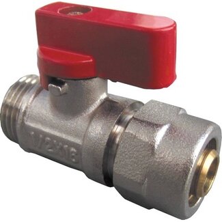 MINI BOLKRAAN 1/2"M X 16/2 MEERLAGENBUIS ROOD