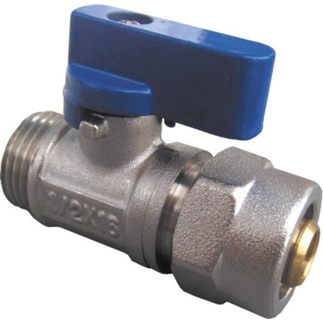 MINI BOLKRAAN 1/2"M X 16/2 MEERLAGENBUIS BLAUW