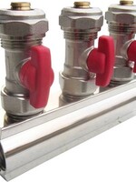 GEMONTEERDE VERDELER 4/4"- 4 AANSL. 16/2 - ROOD