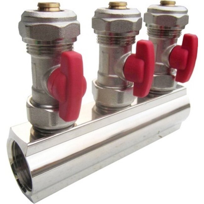 GEMONTEERDE VERDELER 4/4"- 10 AANSL. 16/2 - ROOD