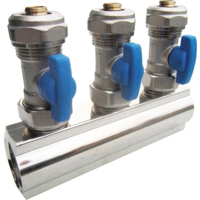 GEMONTEERDE VERDELER 4/4"- 6 AANSL. 16/2 -BLAUW