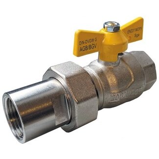 GASBOLKRAAN MET VLINDER 1/2"FF MET KOPPELING
