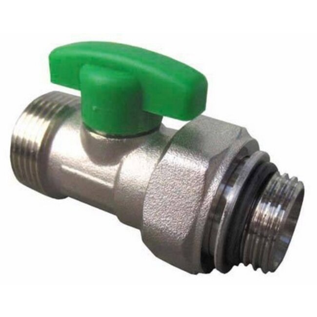 MINI BOLKRAAN MET KOP 1/2"M  X 3/4" EURO-CON GROEN