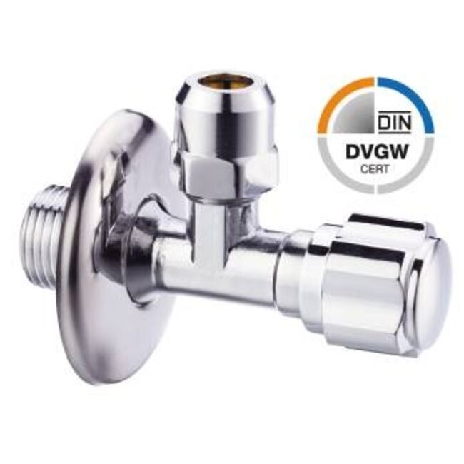 HOEKSTOPKRAAN DRAAIKNOP 1/2"M X 10 MET ROSAS DVGW