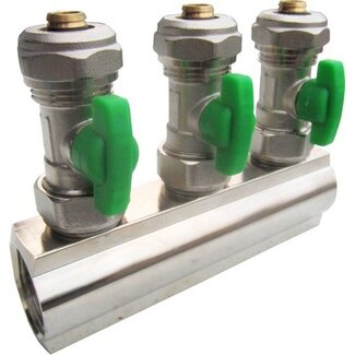 GEMONTEERDE VERDELER 4/4"- 6 AANSL. 16/2 GROEN