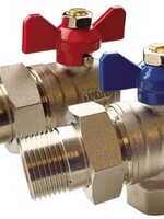 HAAKSE KRAAN 3-DELIG RODE EN BLAUWE HENDEL4/4" MF