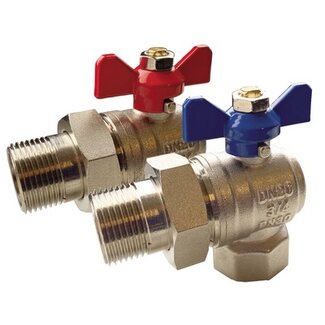 HAAKSE KRAAN 3-DELIG RODE EN BLAUWE HENDEL4/4" MF