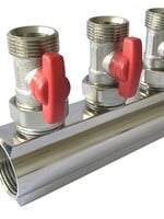 MONTIERT. VERTEILER 4/4"-4 x 3/4" EURO-KEGEL- ROT