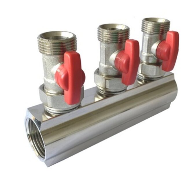 GEMONT. VERDELER 4/4"-5 x 3/4" EURO-CONE- ROOD