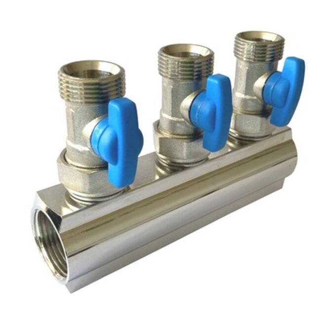 GEMONT. VERDELER 4/4"-10 x 3/4" EURO-CONE- BLAUW