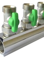GEMONT. VERDELER 4/4"-3 x 3/4" EURO-CONE- GROEN
