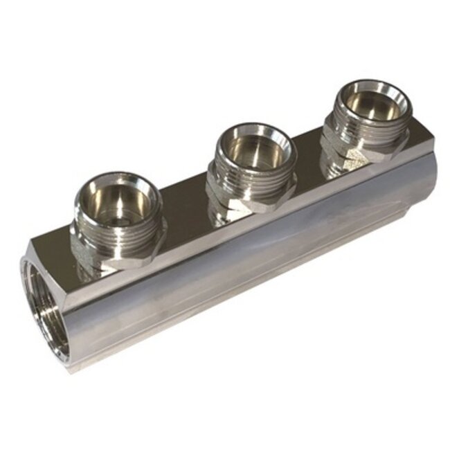 GEMONT. VERDELER 4/4"-5 x 3/4" EURO-CONE NIPPEL