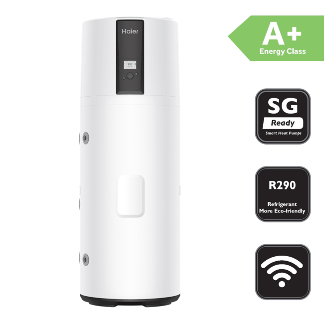 Haier HP200M7 – Warmtepompboiler 200 t/m 250L met spiraal/zonder spiraal liter – Energielabel A+ – R290