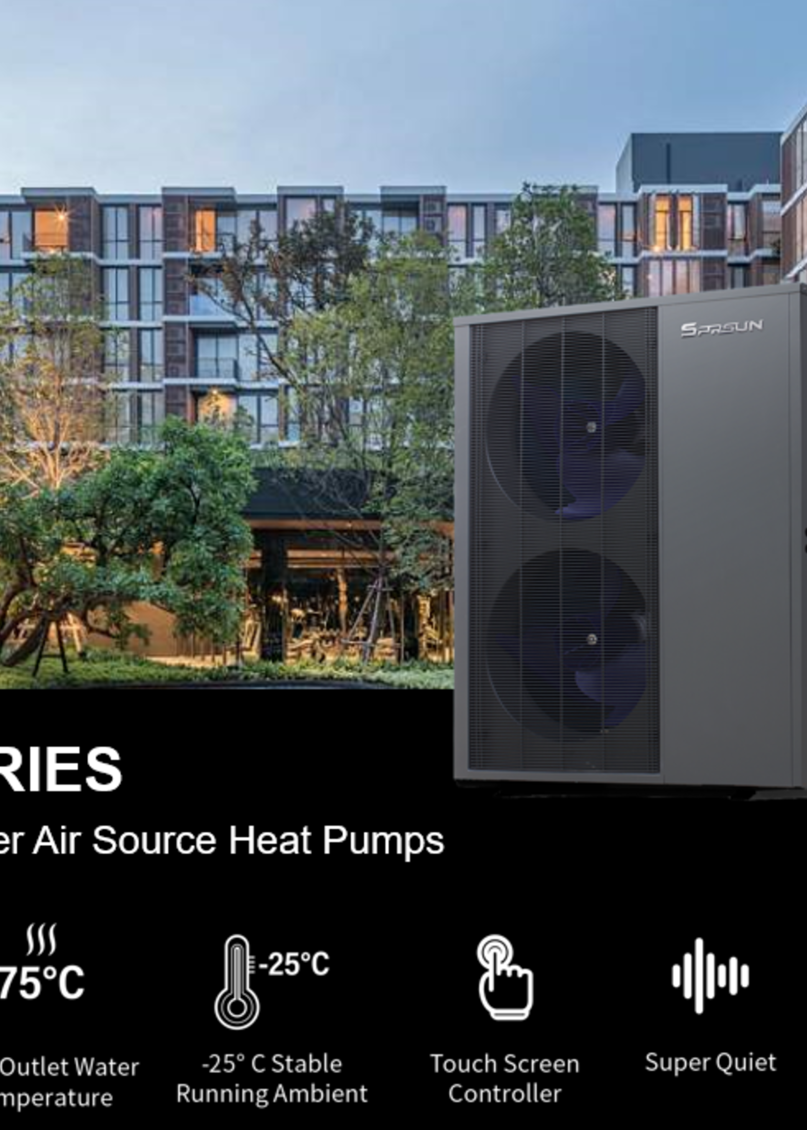 SPRSUN Gewerbliche Monoblock-Wärmepumpe CGK-151V4P-B – 50 kW – R290