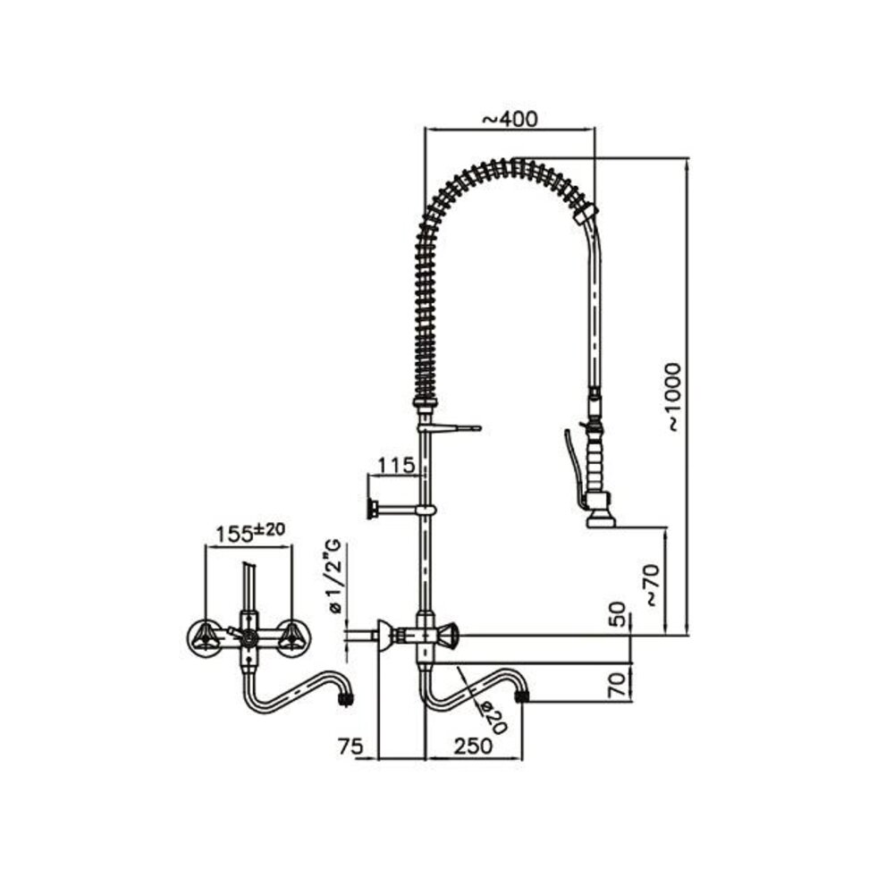 Combisteel Spoeldouche wandmodel | 7212.0040 Combisteel Spoeldouche wandmodel | 7212.0040