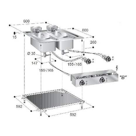 Combisteel El. friteuse 2x10 l | 7266.0080