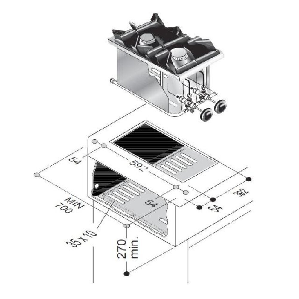Combisteel Gas kookunit 2 br. 7kw | 7266.0010 Combisteel Gas kookunit 2 br. 7kw | 7266.0010