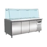 Combisteel Koelwerkbank glas recht 3 deuren  5x 1 1 gn pan
