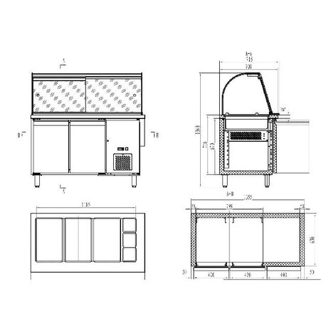 Combisteel 700 koelwerkbank glas recht 2 deuren 3x 1 1 + 3x 1 6 gn pan | 7950.0422 Combisteel 700 koelwerkbank glas recht 2 deuren 3x 1 1 + 3x 1 6 gn pan | 7950.0422