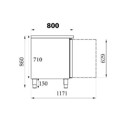 Combisteel Bakkerskoelwerkbank 2 deurs | 7450.1215