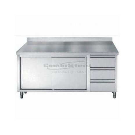 Combisteel 700 werktafel schuifdeuren laden rand 1600 | 7452.0926 Combisteel 700 werktafel schuifdeuren laden rand 1600 | 7452.0926