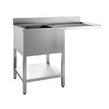 Combisteel 700 spoeltafel bodem met uitsp. vaatwasser demontabel 1 links 1400 Combisteel 700 spoeltafel bodem met uitsp. vaatwasser demontabel 1 links 1400