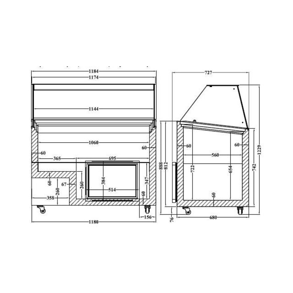 Combisteel Schepijsvitrine java 8x5 ltr | 7472.0130