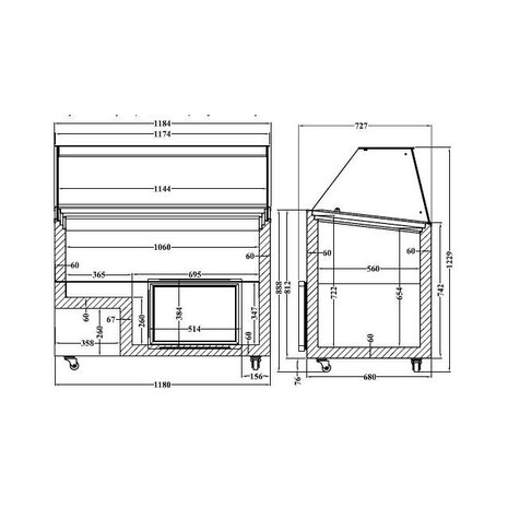 Combisteel Schepijsvitrine java 8x5 ltr | 7472.0130